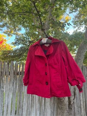 Vintage Merona Red Cropped Trench Coat Jacket